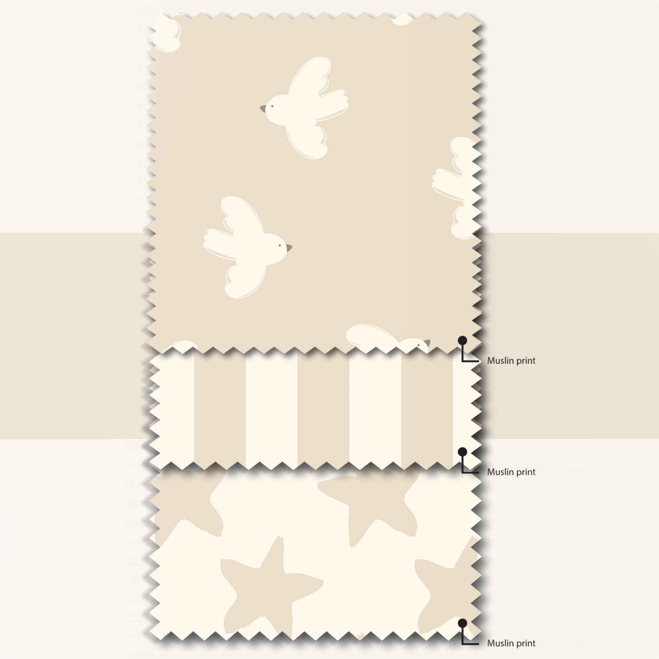 Mussola Cotone Righe Verticali Beige Image
