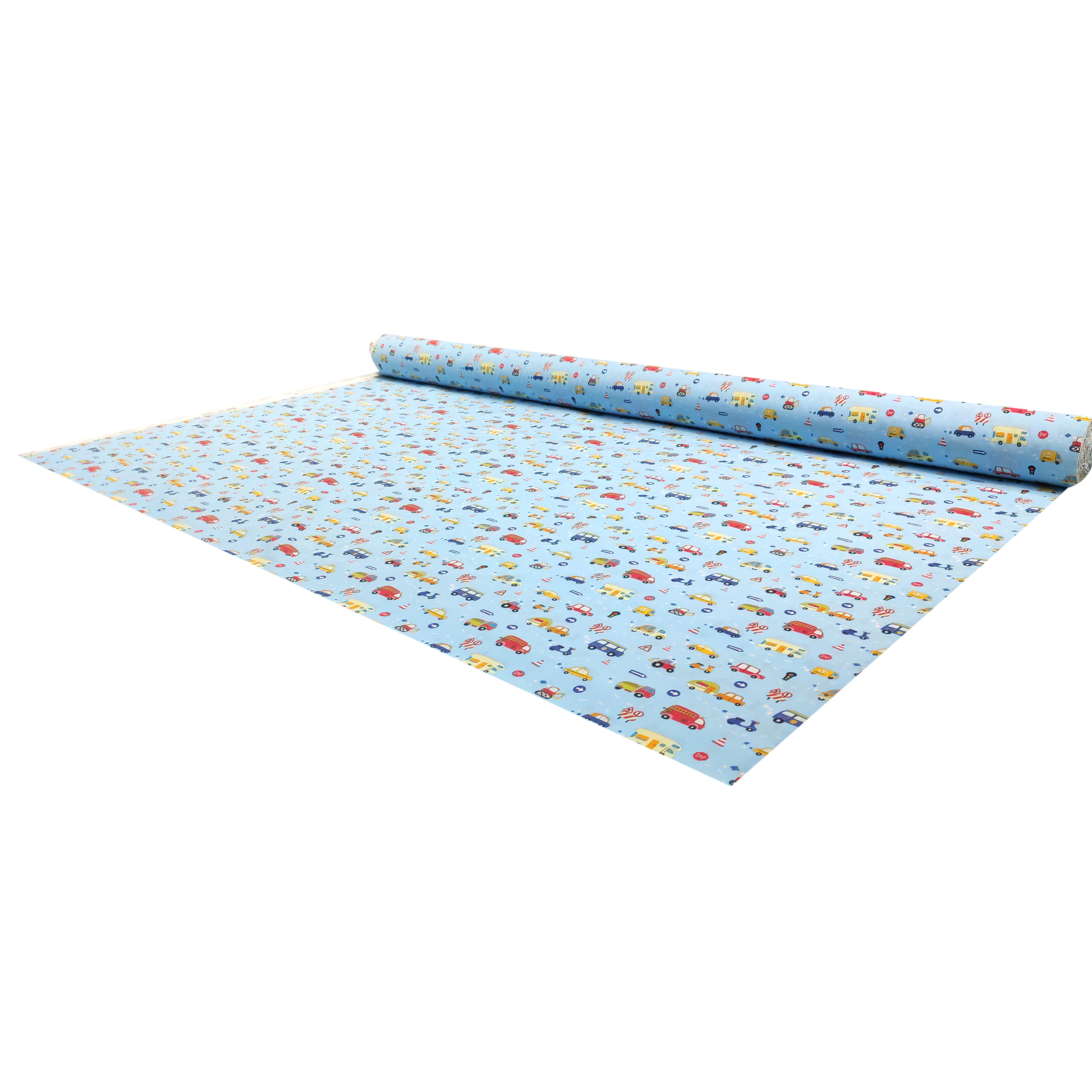 Cotone Macchinine Piccole Sfondo Azzurro